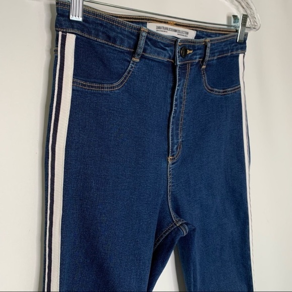 Zara High Rise Side Stripe Skinny Jeans Dark Wash size 10 - Picture 3 of 15